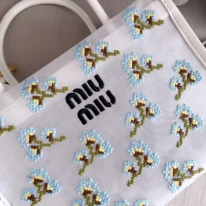 Miu Miu Women Embroidered Mesh Top-Handle Bag 5BA3102IHV