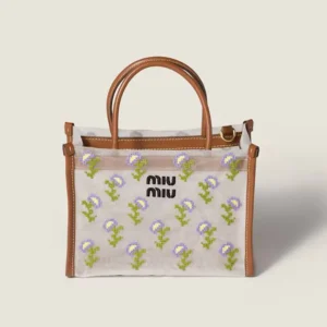 Miu Miu Women Embroidered Mesh Top-Handle Bag 5BA3102IHVF0046