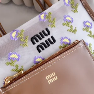 Miu Miu Women Embroidered Mesh Top-Handle Bag 5BA3102IHVF0046