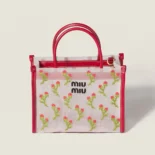Miu Miu Women Embroidered Mesh Top-handle Bag-Red 5BA3102IHV