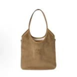 Miu Miu Women IVY Corduroy Bag with Leather Lettering Logo-Brown