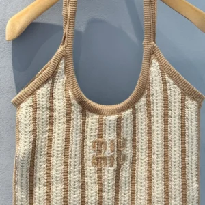 Miu Miu Women Ivy Crochet Bag-Sand/Chalk 5BG2312IHDF0X27