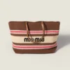 Miu Miu Women Raffia-Effect Woven Tote Bag 5BG2282DO3F05CP
