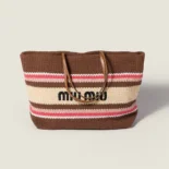 Miu Miu Women Raffia-Effect Woven Tote Bag 5BG2282DO3F05CP