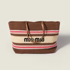 Miu Miu Women Raffia-Effect Woven Tote Bag 5BG2282DO3F05CP