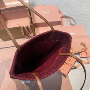 Miu Miu Women Raffia-Effect Woven Tote Bag 5BG2482DO3