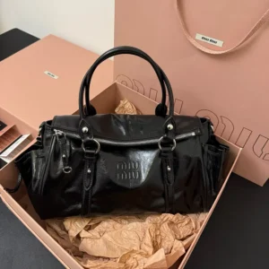 Miu Miu Women Shiny Leather Handbag-Black 5BA3282A44