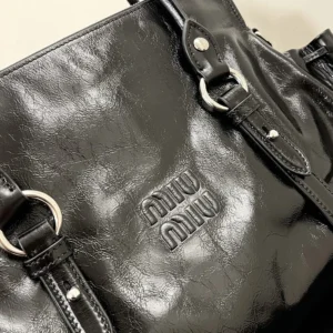 Miu Miu Women Shiny Leather Handbag-Black 5BA3282A44