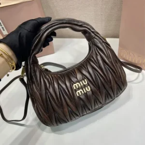 Miu Miu Women Wander Matelassé Nappa Leather Bag-Coffee 5BC125
