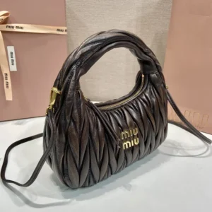 Miu Miu Women Wander Matelassé Nappa Leather Bag-Coffee 5BC125