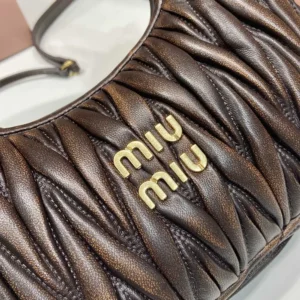 Miu Miu Women Wander Matelassé Nappa Leather Bag-Coffee 5BC125