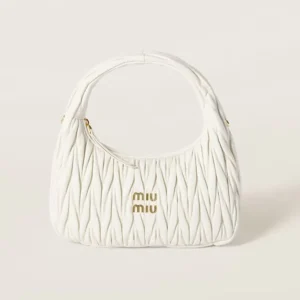 Miu Miu Women Wander Matelassé Nappa Leather Hobo Bag 5BC153AN88F0009