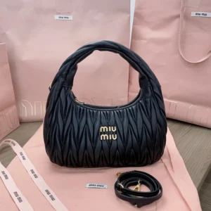 Miu Miu Women Wander Matelassé Nappa Leather Hobo Bag 5BC153AN88F0009