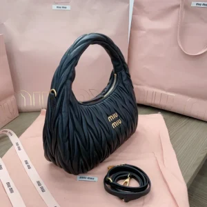 Miu Miu Women Wander Matelassé Nappa Leather Hobo Bag 5BC153AN88F0009