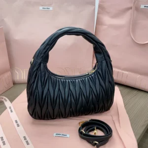 Miu Miu Women Wander Matelassé Nappa Leather Hobo Bag 5BC153AN88F0009