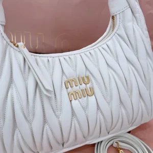 Miu Miu Women Wander Matelassé Nappa Leather Hobo Bag 5BC153AN88F0009
