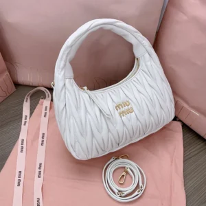 Miu Miu Women Wander Matelassé Nappa Leather Hobo Bag 5BC153AN88F0009