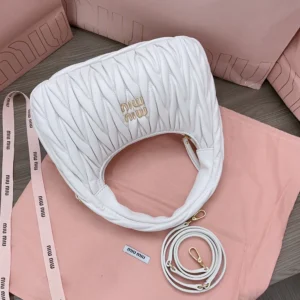 Miu Miu Women Wander Matelassé Nappa Leather Hobo Bag 5BC153AN88F0009