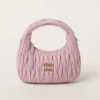 Miu Miu Women Wander Matelassé Nappa Leather Hobo Bag-Alabaster Pink 5BC125