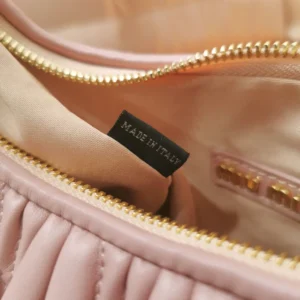 Miu Miu Women Wander Matelassé Nappa Leather Hobo Bag-Alabaster Pink 5BC125