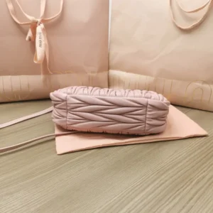 Miu Miu Women Wander Matelassé Nappa Leather Hobo Bag-Alabaster Pink 5BC125
