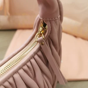Miu Miu Women Wander Matelassé Nappa Leather Hobo Bag-Alabaster Pink 5BC125