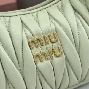 Miu Miu Women Wander Matelassé Nappa Leather Hobo Bag-Aqua 5BC125
