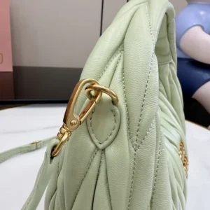 Miu Miu Women Wander Matelassé Nappa Leather Hobo Bag-Aqua 5BC125