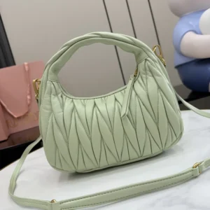 Miu Miu Women Wander Matelassé Nappa Leather Hobo Bag-Aqua 5BC125