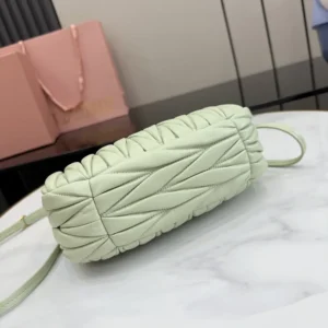 Miu Miu Women Wander Matelassé Nappa Leather Hobo Bag-Aqua 5BC125