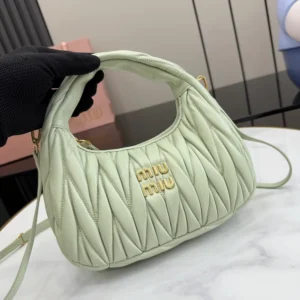 Miu Miu Women Wander Matelassé Nappa Leather Hobo Bag-Aqua 5BC125