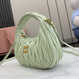 Miu Miu Women Wander Matelassé Nappa Leather Hobo Bag-Aqua 5BC125