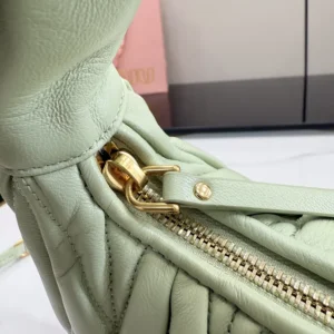 Miu Miu Women Wander Matelassé Nappa Leather Hobo Bag-Aqua 5BC125