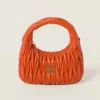 Miu Miu Women Wander Matelassé Nappa Leather Hobo Bag-Orange 5BC125