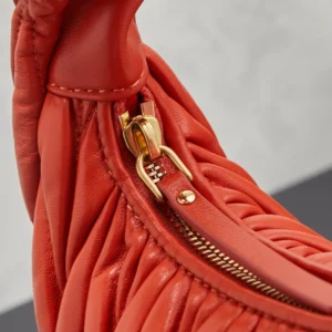 Miu Miu Women Wander Matelassé Nappa Leather Hobo Bag-Orange 5BC125