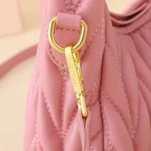 Miu Miu Women Wander Matelassé Nappa Leather Hobo Bag-Pink 5BC125