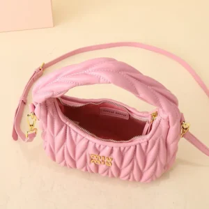 Miu Miu Women Wander Matelassé Nappa Leather Hobo Bag-Pink 5BC125