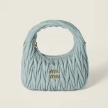 Miu Miu Women Wander Matelassé Nappa Leather Hobo Bag-Powder Blue 5BC125