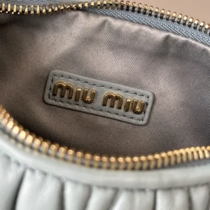 Miu Miu Women Wander Matelassé Nappa Leather Hobo Bag-Powder Blue 5BC125