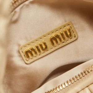 Miu Miu Women Wander Matelassé Nappa Leather Hobo Bag-Soy Green