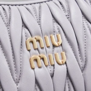 Miu Miu Women Wander Matelassé Nappa Leather Hobo Bag-Wisteria