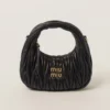 Miu Miu Women Wander Matelassé Nappa Leather Hobo Mini-Bag-Black 5BP078