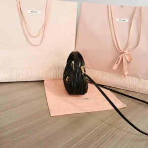 Miu Miu Women Wander Matelassé Nappa Leather Hobo Mini-Bag-Black 5BP078