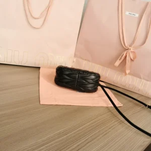 Miu Miu Women Wander Matelassé Nappa Leather Hobo Mini-Bag-Black 5BP078