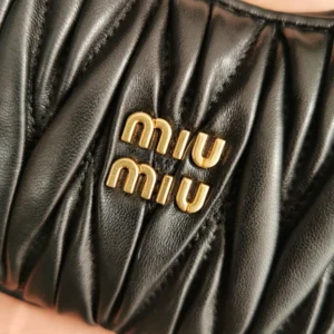 Miu Miu Women Wander Matelassé Nappa Leather Hobo Mini-Bag-Black 5BP078