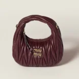 Miu Miu Women Wander Matelassé Nappa Leather Hobo Mini-Bag-Burgundy 5BP078