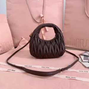 Miu Miu Women Wander Matelassé Nappa Leather Hobo Mini-Bag-Burgundy 5BP078