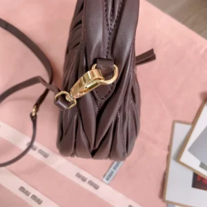 Miu Miu Women Wander Matelassé Nappa Leather Hobo Mini-Bag-Burgundy 5BP078