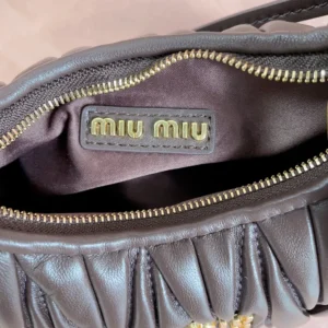Miu Miu Women Wander Matelassé Nappa Leather Hobo Mini-Bag-Burgundy 5BP078
