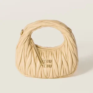 Miu Miu Women Wander Matelassé Nappa Leather Hobo Mini-Bag-Light Yellow 5BP078